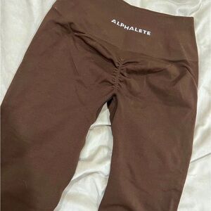 Alphalete Leggings and Sports Bra Set in Chocolate Brown